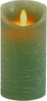 Anna's Collection LED kaars flame effect rustiek 7.5x15cm jade groen 1 stuks - afbeelding 2
