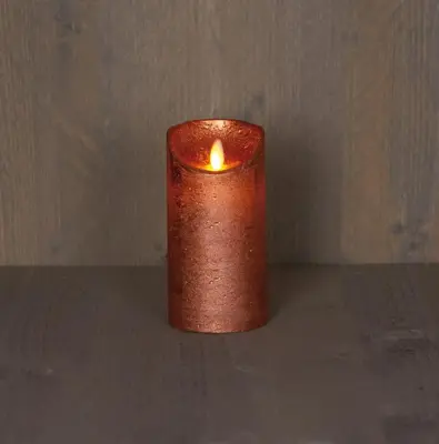 Anna's Collection LED kaars flame effect rustiek 7.5x15cm koper 1 stuks - afbeelding 1