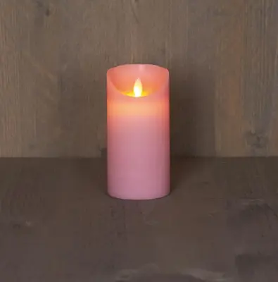 Anna's Collection LED kaars flame effect rustiek 7.5x15cm lichtroze 1 stuks - afbeelding 1