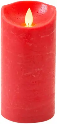 Anna's Collection LED kaars flame effect rustiek 7.5x15cm rood 1 stuks - afbeelding 2