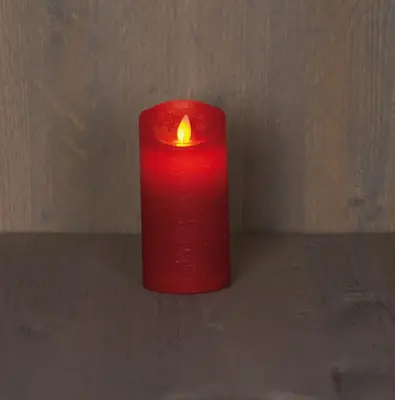 Anna's Collection LED kaars flame effect rustiek 7.5x15cm rood 1 stuks - afbeelding 1