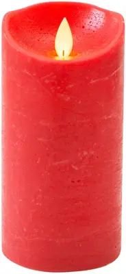 Anna's Collection LED kaars flame effect rustiek 7.5x15cm rood 1 stuks - afbeelding 2