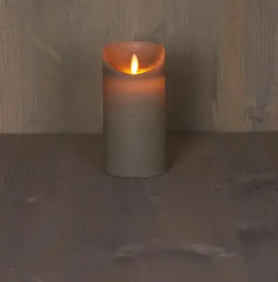 Anna's Collection LED kaars flame effect rustiek 7.5x15cm taupe 1 stuks - afbeelding 1