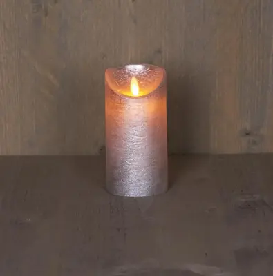 Anna's Collection LED kaars flame effect rustiek 7.5x15cm zilver 1 stuks - afbeelding 1