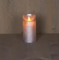 Anna's Collection LED kaars flame effect rustiek 7.5x15cm zilver 1 stuks - afbeelding 1
