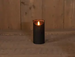 Anna's Collection LED kaars flame effect rustiek 7.5x15cm zwart 1 stuks - afbeelding 2