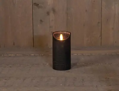 Anna's Collection LED kaars flame effect rustiek 7.5x15cm zwart 1 stuks - afbeelding 1