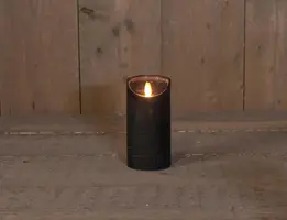 Anna's Collection LED kaars flame effect rustiek 7.5x15cm zwart 1 stuks - afbeelding 1