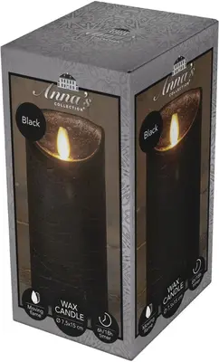 Anna's Collection LED kaars flame effect rustiek 7.5x15cm zwart 1 stuks - afbeelding 1