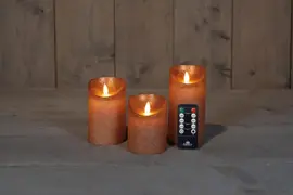 Anna's Collection LED kaars flame effect rustiek set 7.5 cm koper 3 stuks kopen?