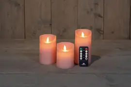 Anna's Collection LED kaars flame effect rustiek set 7.5 cm lichtroze 3 stuks kopen?