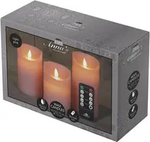 Anna's Collection LED kaars flame effect rustiek set 7.5 cm lichtroze 3 stuks kopen?