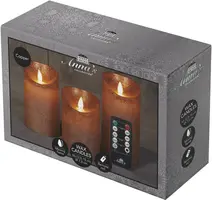 Anna's Collection LED kaars flame effect rustiek set 7.5 cm koper 3 stuks kopen?