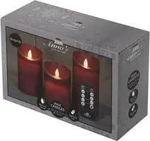 Anna's Collection LED kaars flame effect rustiek set 7.5 cm bordeaux 3 stuks kopen?