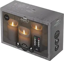 Anna's Collection LED kaars flame effect rustiek set 7.5 cm taupe 3 stuks kopen?