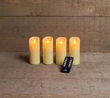 Anna's Collection LED kaars flame effect set 5.2 cm ivoor 4 stuks - afbeelding 1