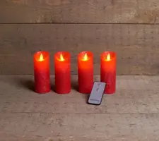 Anna's Collection LED kaars flame effect set 5.2 cm rood 4 stuks - afbeelding 1