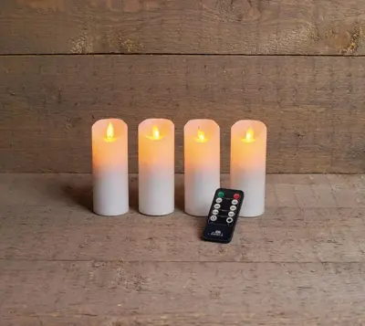Anna's Collection LED kaars flame effect set 5.2 cm wit 4 stuks - afbeelding 1