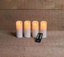 Anna's Collection LED kaars flame effect set 5.2 cm wit 4 stuks - afbeelding 1