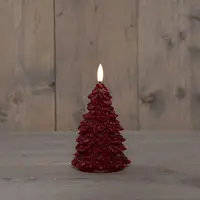 Anna's Collection LED kaars kerstboom wax 3D vlam bordeaux Ø 8,5 x 15cm - afbeelding 2