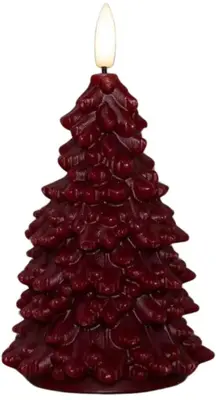 Anna's Collection LED kaars kerstboom wax 3D vlam bordeaux Ø 8,5 x 15cm - afbeelding 1