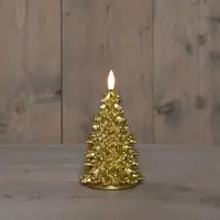 Anna's Collection LED kaars kerstboom wax 3D vlam goud Ø 8,5 x 15cm - afbeelding 2