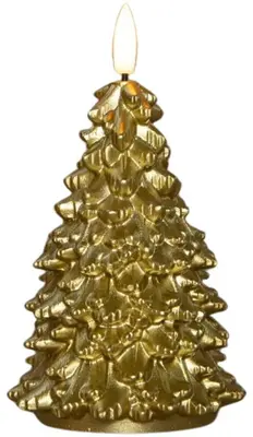 Anna's Collection LED kaars kerstboom wax 3D vlam goud Ø 8,5 x 15cm - afbeelding 1