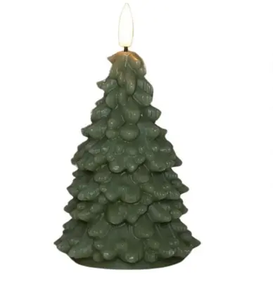 Anna's Collection LED kaars kerstboom wax 3D vlam jade groen Ø 8,5 x 15cm - afbeelding 1