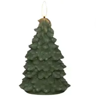Anna's Collection LED kaars kerstboom wax 3D vlam jade groen Ø 8,5 x 15cm - afbeelding 1