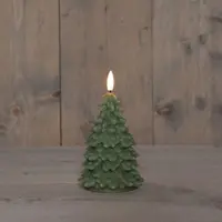 Anna's Collection LED kaars kerstboom wax 3D vlam jade groen Ø 8,5 x 15cm - afbeelding 2