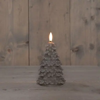 Anna's Collection LED kaars kerstboom wax 3D vlam taupe Ø 8,5 x 15cm - afbeelding 2