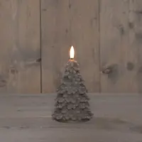 Anna's Collection LED kaars kerstboom wax 3D vlam taupe Ø 8,5 x 15cm - afbeelding 2