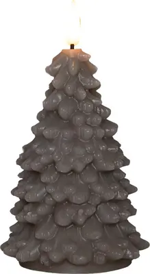 Anna's Collection LED kaars kerstboom wax 3D vlam taupe Ø 8,5 x 15cm - afbeelding 1
