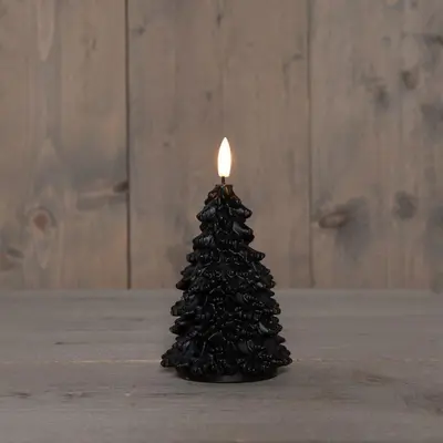 Anna's Collection LED kaars kerstboom wax 3D vlam zwart Ø 8,5 x 15cm - afbeelding 2