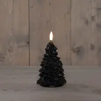 Anna's Collection LED kaars kerstboom wax 3D vlam zwart Ø 8,5 x 15cm - afbeelding 2
