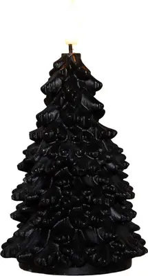 Anna's Collection LED kaars kerstboom wax 3D vlam zwart Ø 8,5 x 15cm - afbeelding 1
