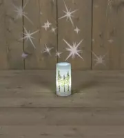 Anna's Collection LED kaars met bomen & ster projectie wit 7 x 15cm - afbeelding 1