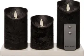 Anna's Collection LED kaars oplaadbaar flame effect rustiek incl. oplaadstation 0 cm zwart 3 stuks kopen?