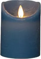 Anna's Collection LED kaars wax rustiek bewegende vlam denim blauw 7,5 x 10cm - afbeelding 1
