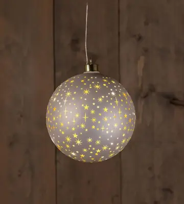Anna's Collection LED kerstbal kosmos champagne met sterren Ø 15cm, warm wit - afbeelding 1