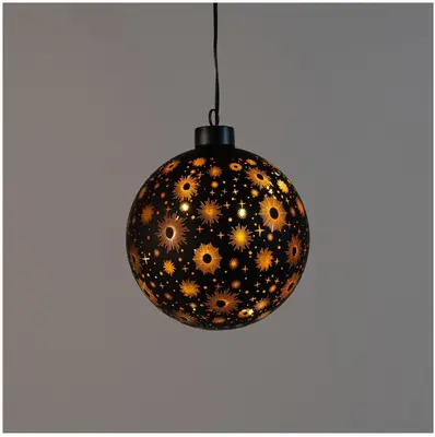 Anna's Collection LED kerstbal kosmos zwart met sterren Ø 12cm, warm wit - afbeelding 3