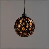 Anna's Collection LED kerstbal kosmos zwart met sterren Ø 12cm, warm wit - afbeelding 3