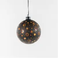 Anna's Collection LED kerstbal kosmos zwart met sterren Ø 12cm, warm wit - afbeelding 1
