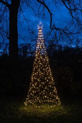 Anna's Collection LED kerstboom met ster op paal 480 lampjes Ø 100 x 320cm, classic wit - afbeelding 2