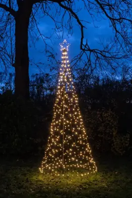 Anna's Collection LED kerstboom met ster op paal 480 lampjes Ø 100 x 320cm, classic wit - afbeelding 3