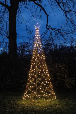 Anna's Collection LED kerstboom met ster op paal 480 lampjes Ø 100 x 320cm, classic wit - afbeelding 1
