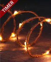 Anna's Collection LED kerstverlichting decosnoer jutedraad 40 lampjes 2m, classic wit - afbeelding 1