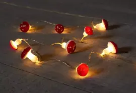 Anna's Collection LED kerstverlichting paddenstoelensnoer 10 lampjes 1m, warm wit - afbeelding 1