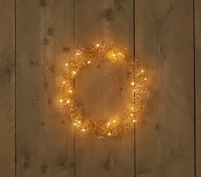 Anna's Collection LED krans 25 lampjes mat goud Ø 30cm, warm wit - afbeelding 1