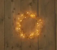 Anna's Collection LED krans 25 lampjes mat goud Ø 30cm, warm wit - afbeelding 1